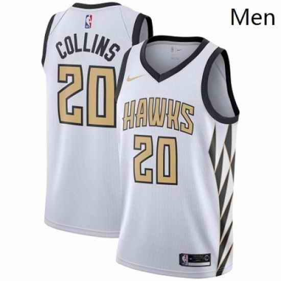 Mens Nike Atlanta Hawks 20 John Collins Swingman White NBA Jersey City Edition